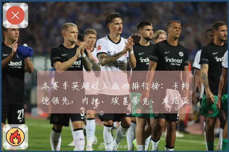 本赛季英超过人成功排行榜：卡约德领先，内托、埃基蒂克、库尼亚紧随其后